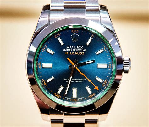 rolex milgauss black vs blue dial|Rolex Milgauss blue face.